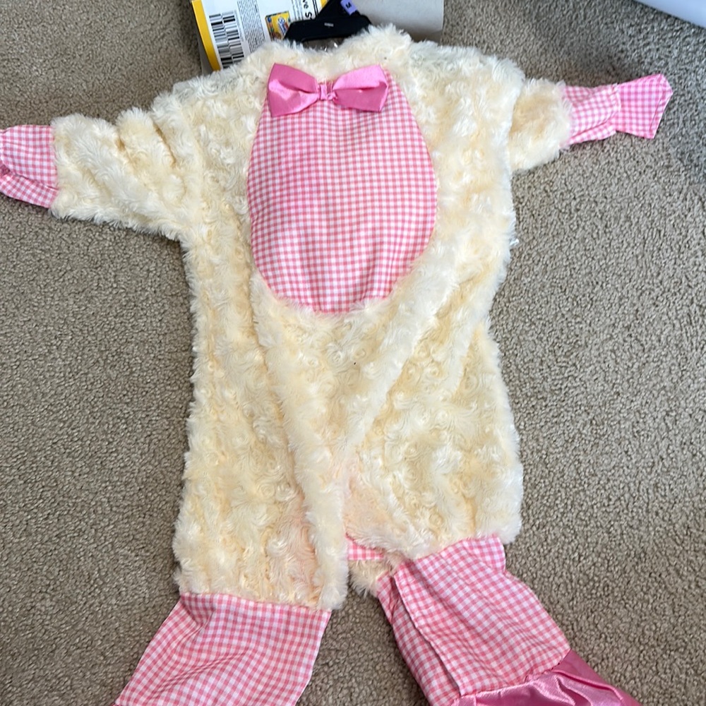 6-12 month pink lamb jumpsuit